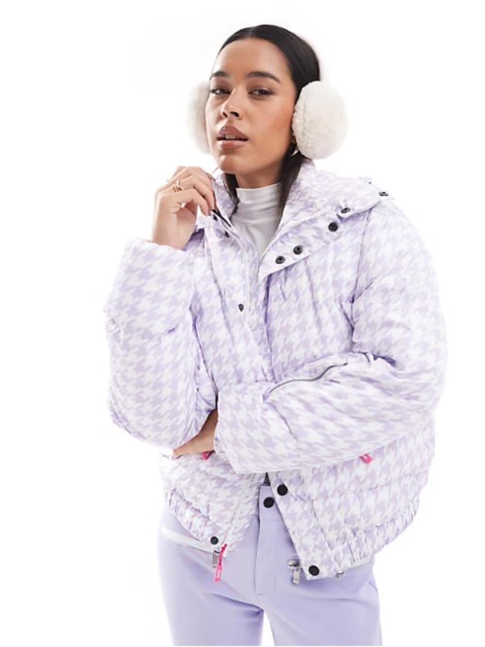 OOSC Houndstooth Purple Ski Snow Jacket L